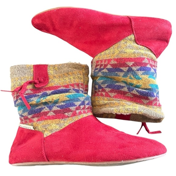 Bearpaw Amber Nova Suede Southwestern Tribal Print  Wool Lining Booties Boot 10 - Picture 3 of 8